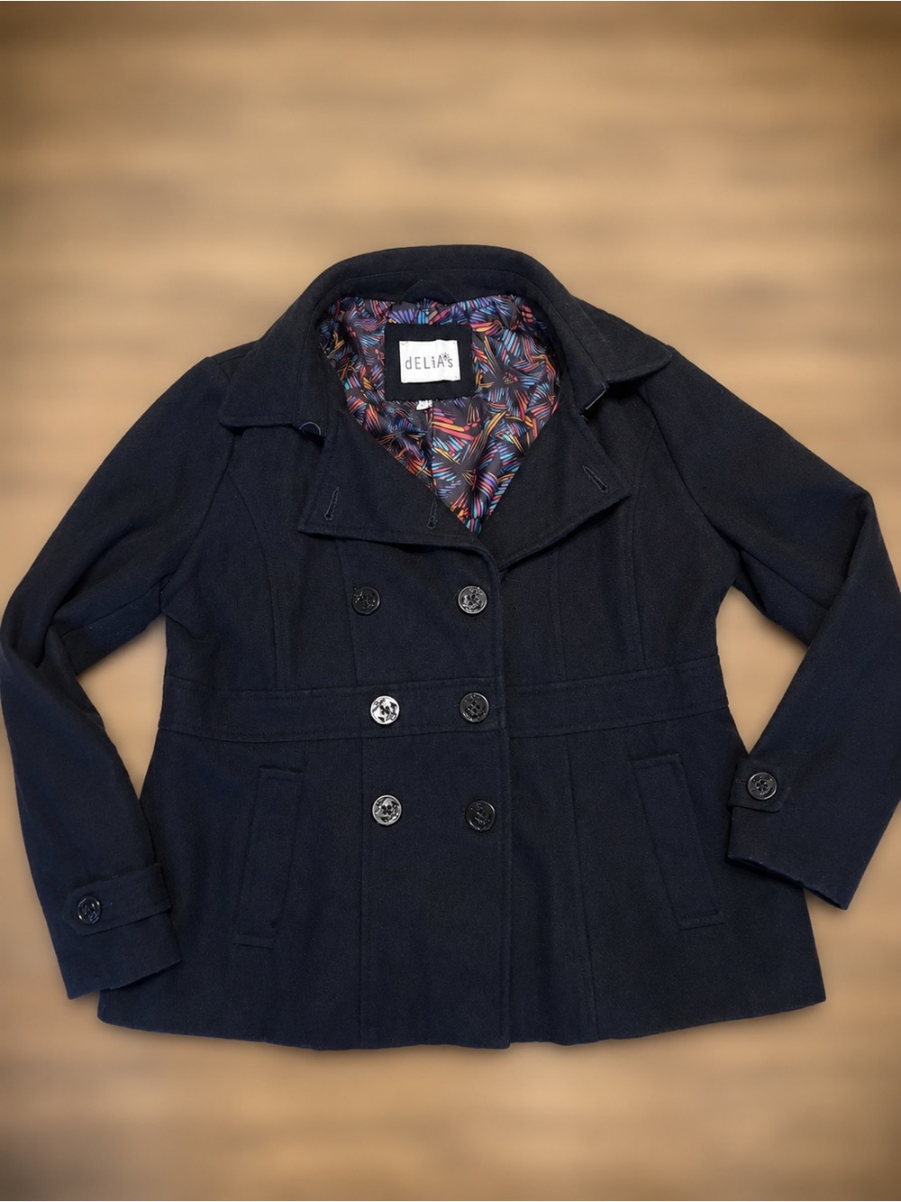 dELiA*s Women's Navy Double-Breasted Peacoat